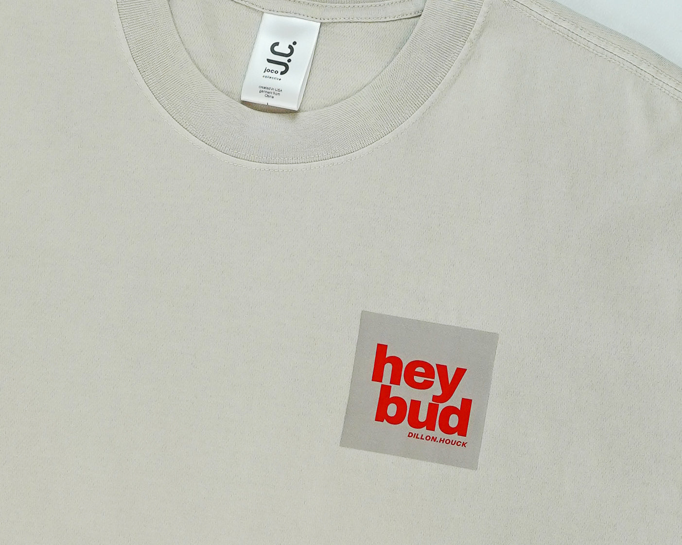 'Hey Bud' Dillon Houck x JoCo Collective - Faded Bone Heavy Faded Tee