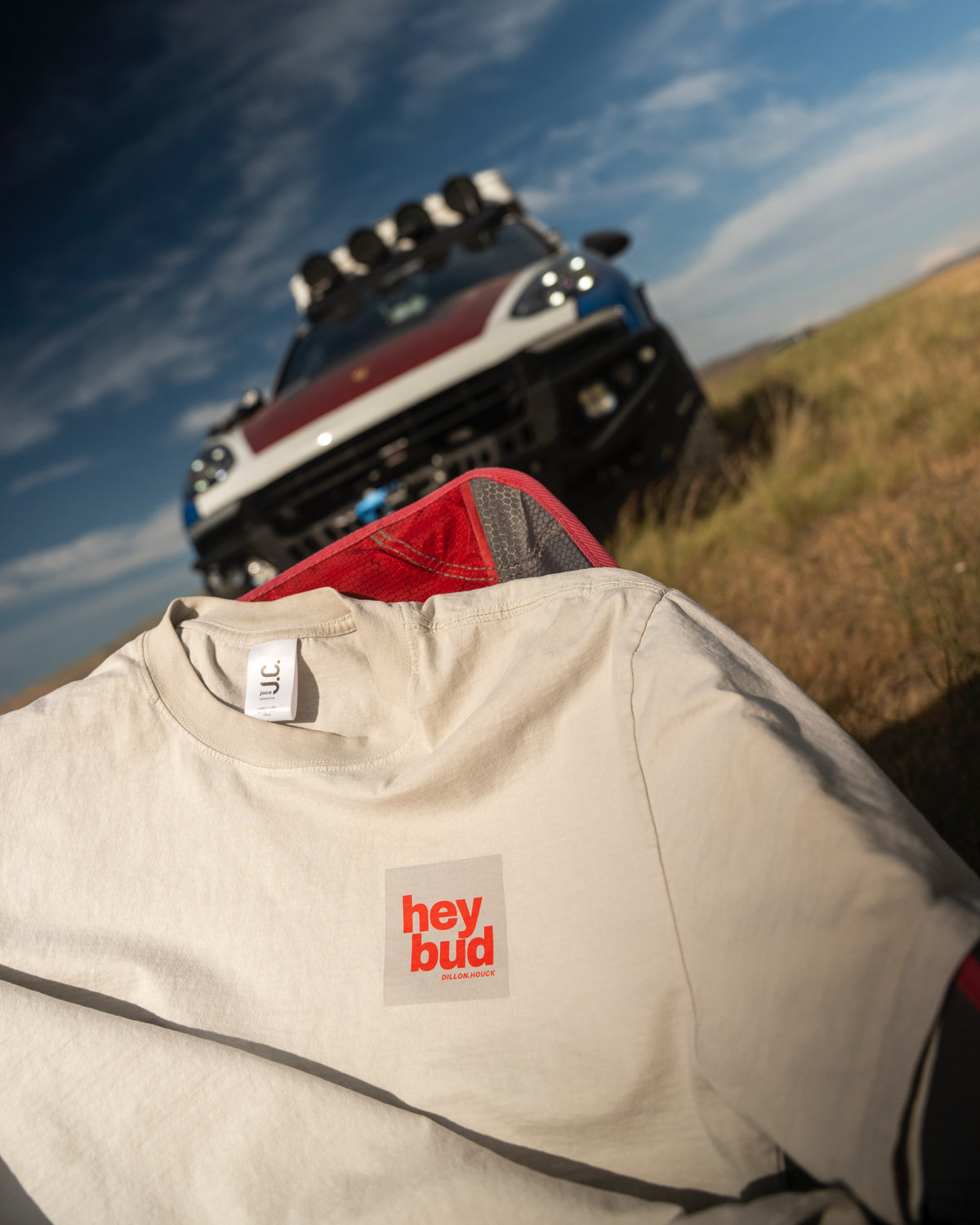 'Hey Bud' Dillon Houck x JoCo Collective - Faded Bone Heavy Faded Tee